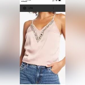 Express Pink Fitted Embellished Camisole NWOT